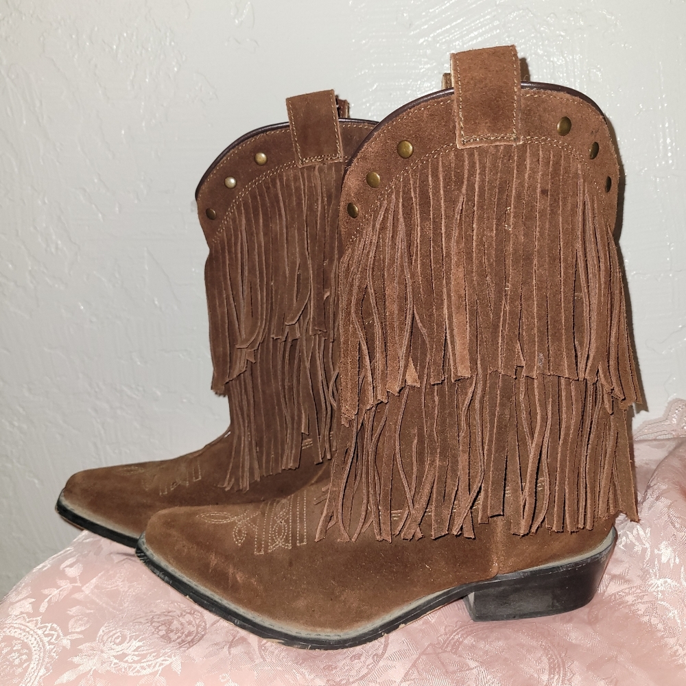 Shyanne Girls Fringe Snip Toe Western Boots